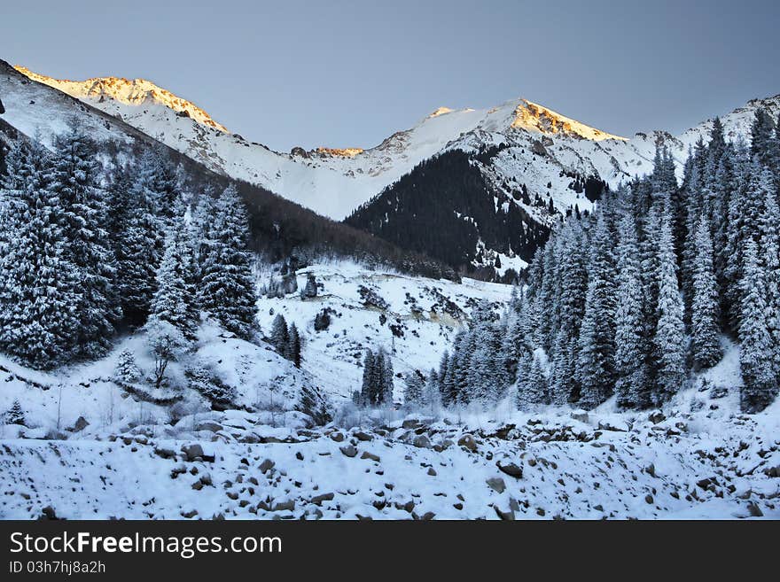 Winter Evening In The Mountains