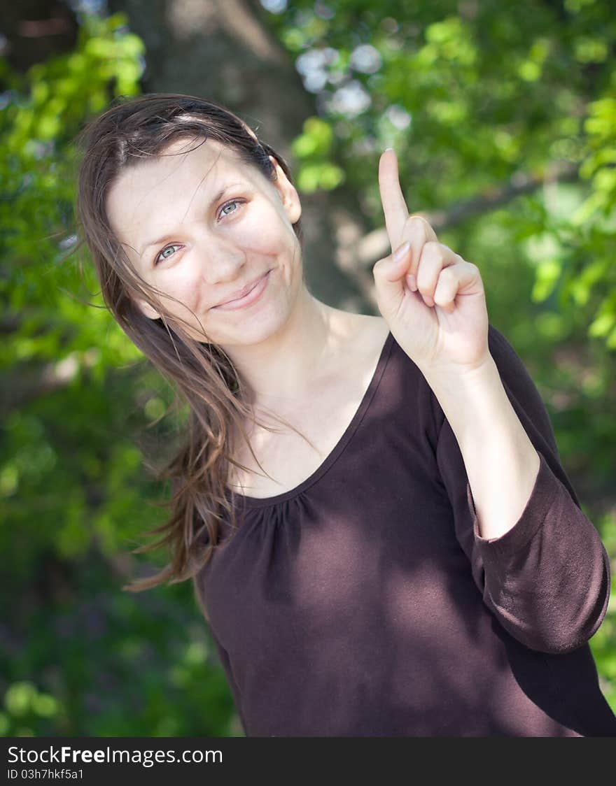 Portrait of young happy smiling woman