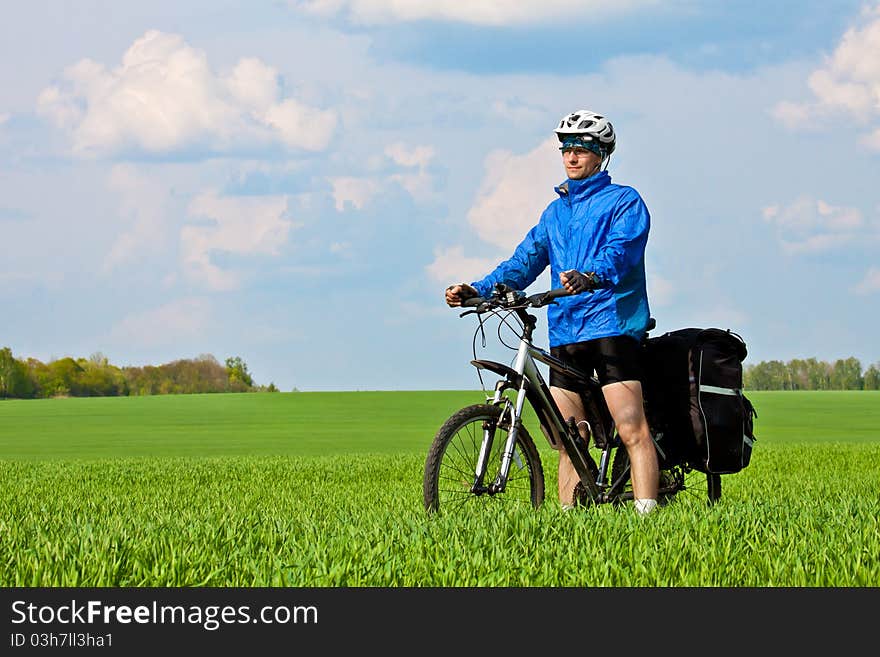 Mountain biker on sunny day