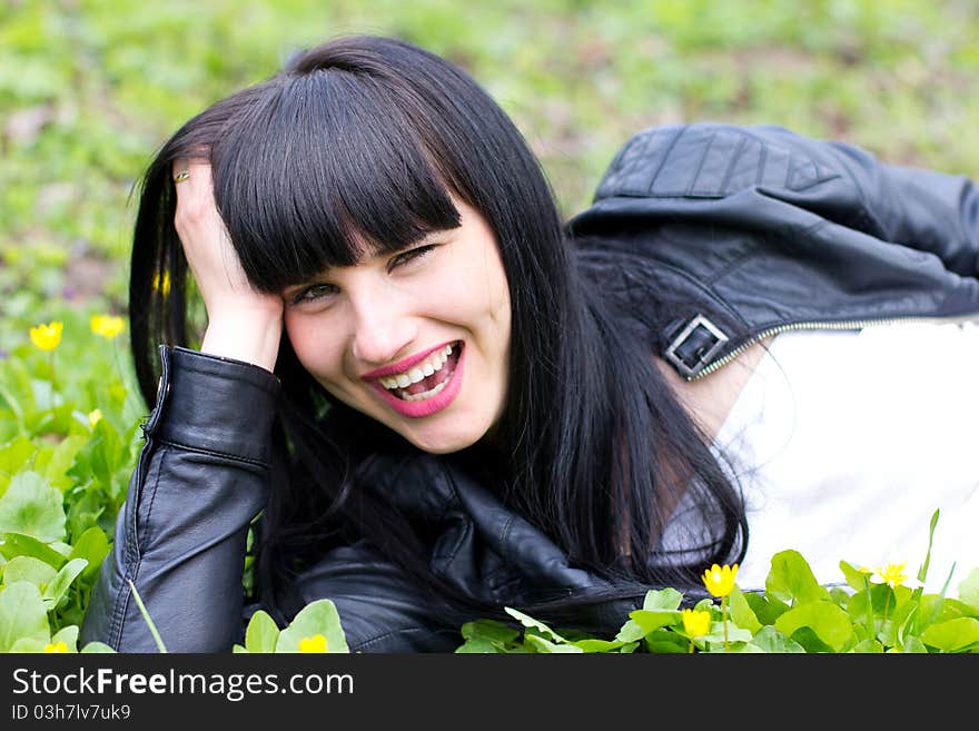 Single beautiful woman outdoor,close-up. Single beautiful woman outdoor,close-up