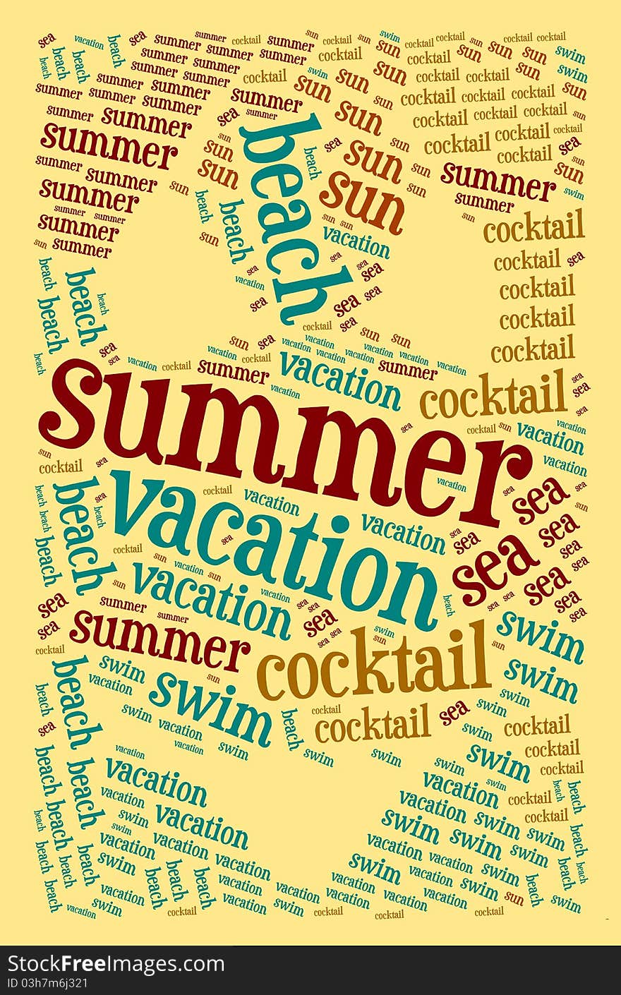 Textcloud: silhouette of swimsuit with summer words