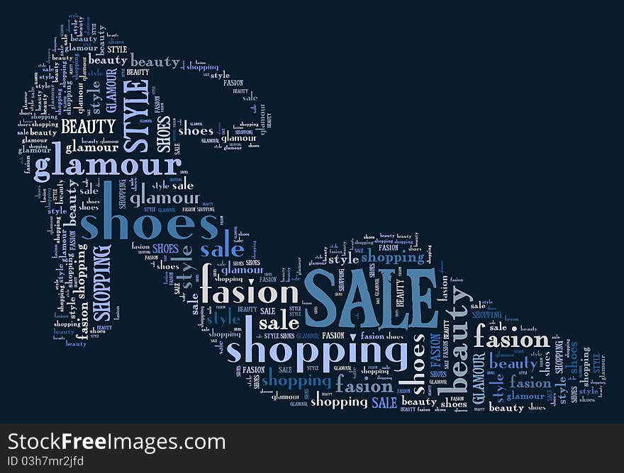 Silhouette of shoes of sopping and fashion words. Silhouette of shoes of sopping and fashion words