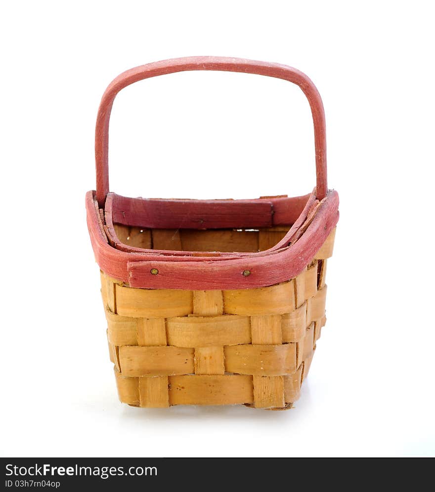 Small wooden basket isolated