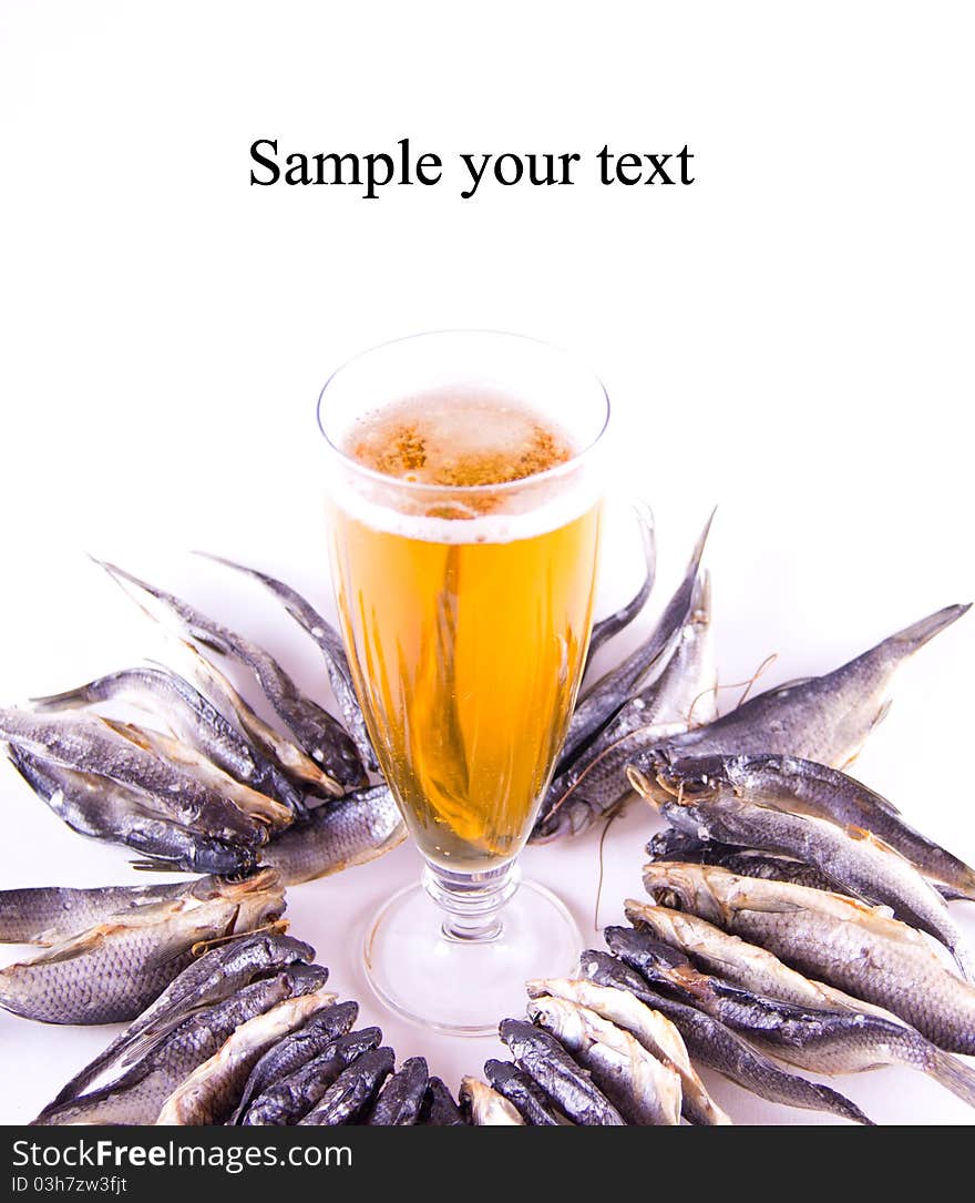 Set Of Dried Fish And Beer