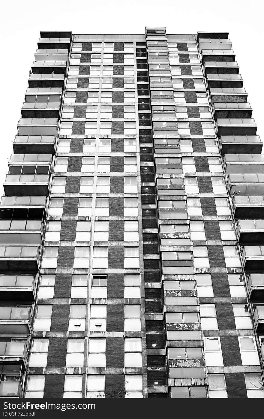 Black and white residential building, London, UK