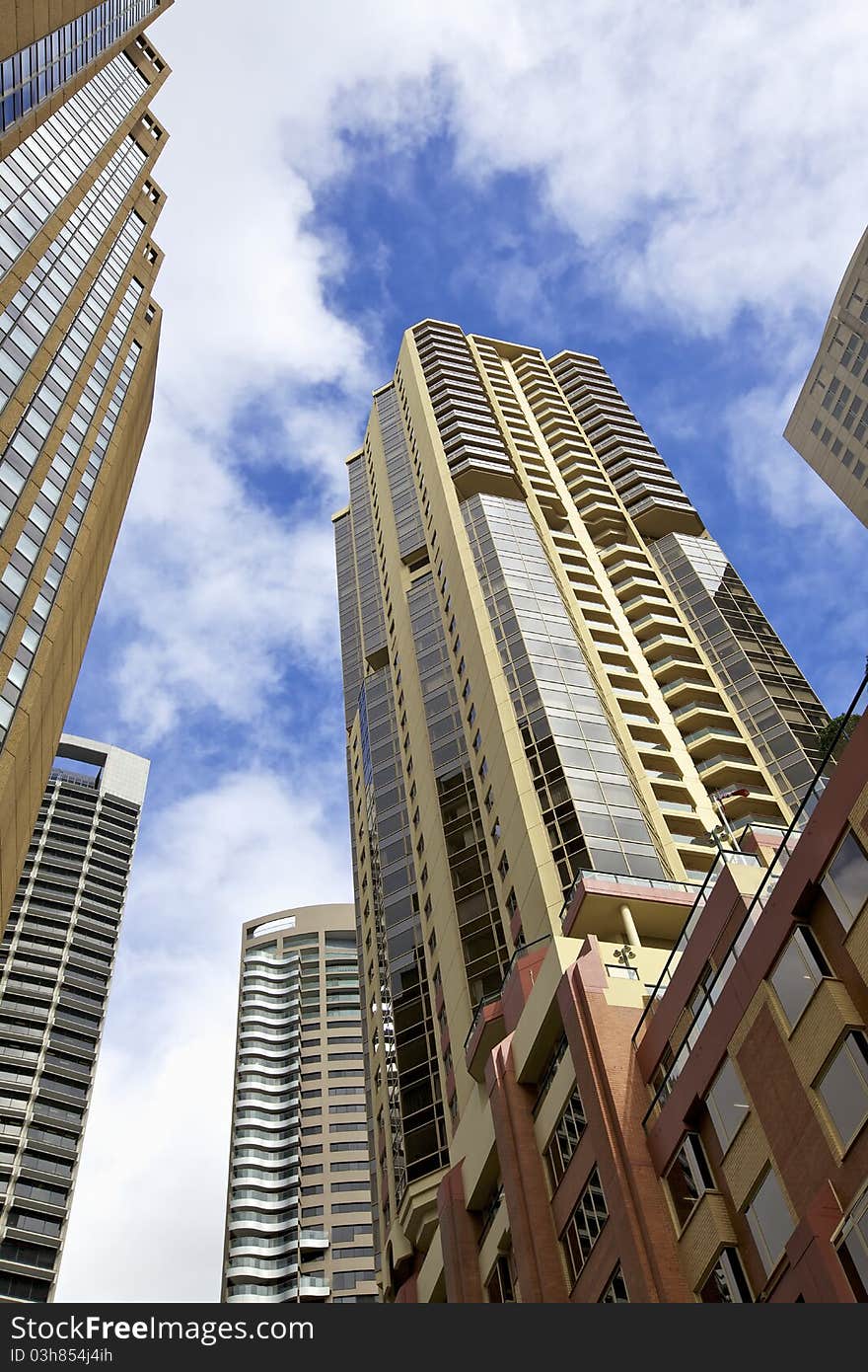 Skyscrapers, office buildings downtown area