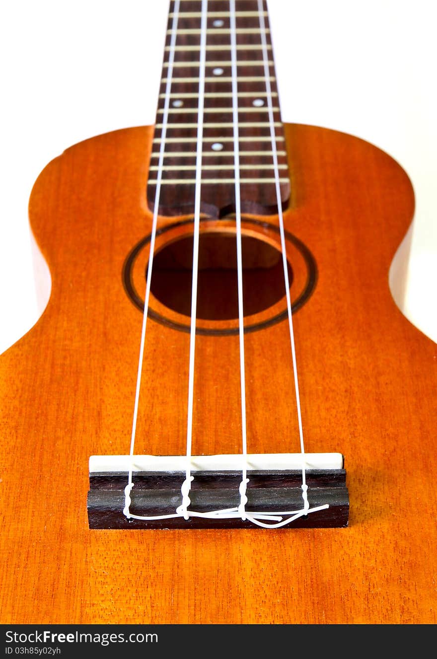 Perspective of ukulele isolated