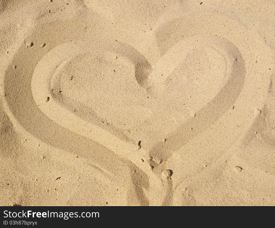 Heart in the sand rushes. Heart in the sand rushes