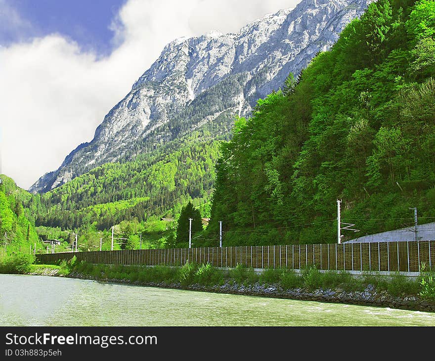 Railway in the Alps