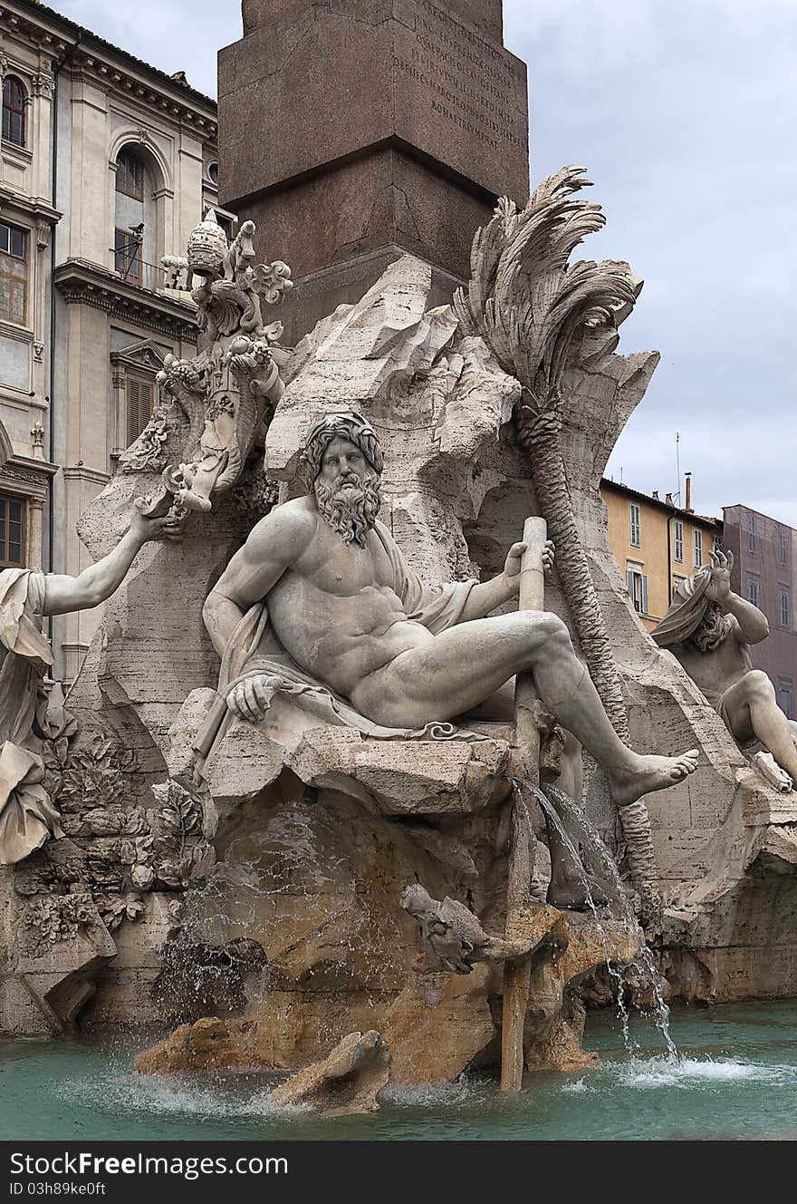 Fountain on the areas of Navona, Rome, Italy.