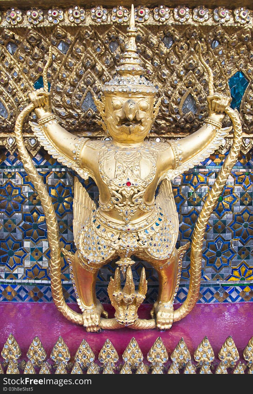 Statue of Beautiful Garuda located in Wat Phra Keaw in Thailand.