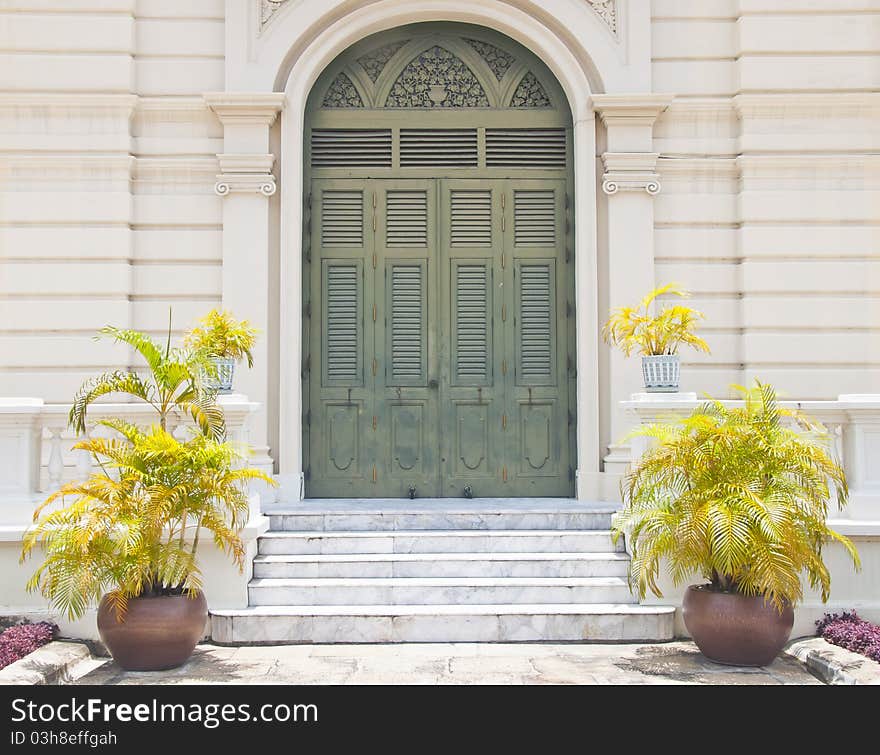 Old door in thailand located in Grand Palace. it is a historic building.