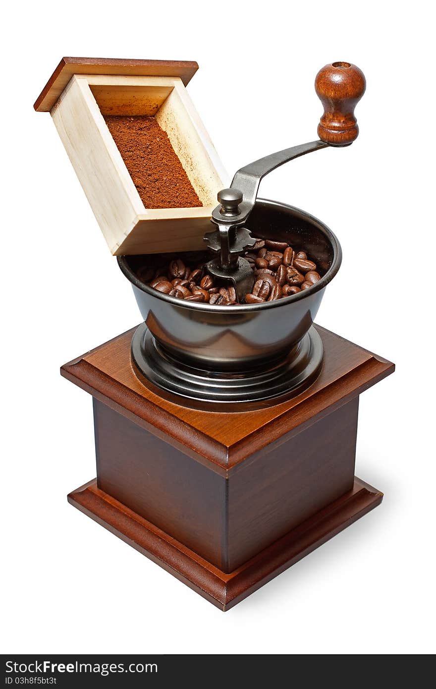 Coffee grinder with beans