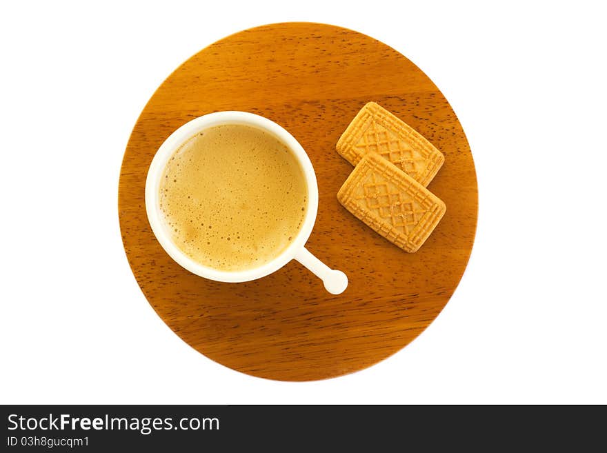 Coffee Cup On Wooden Saucer