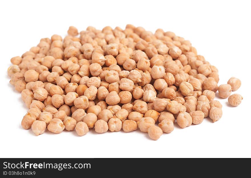 Chickpeas on white background