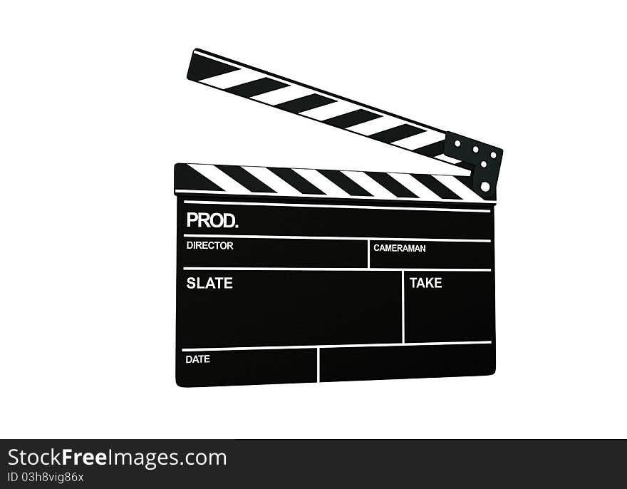 High resolution 3d render of an clapperboard isolated on white