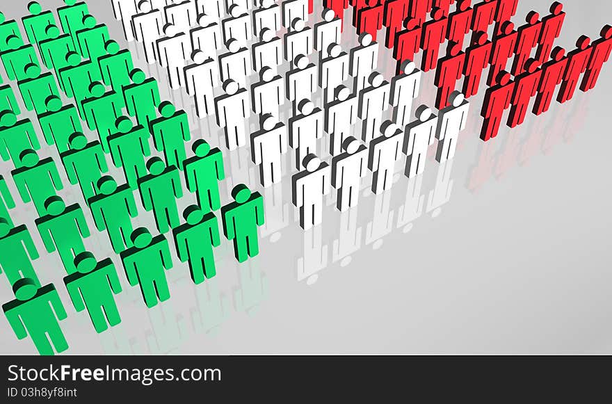 Group of abstract people forming the Italian flag. Group of abstract people forming the Italian flag