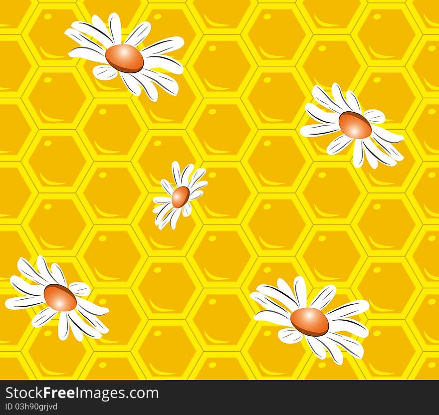 Seamless background with bee honeycombs