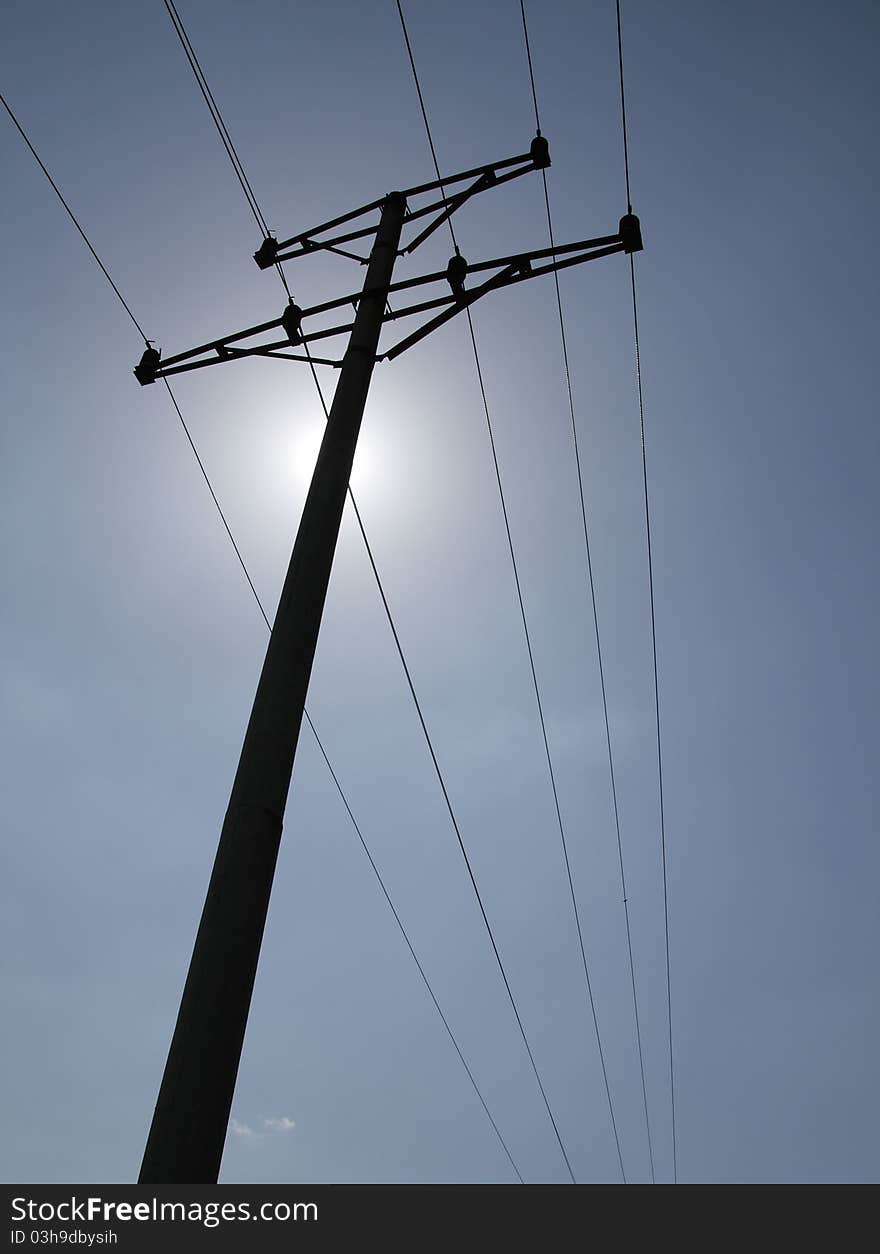 Power poles in the blue sky