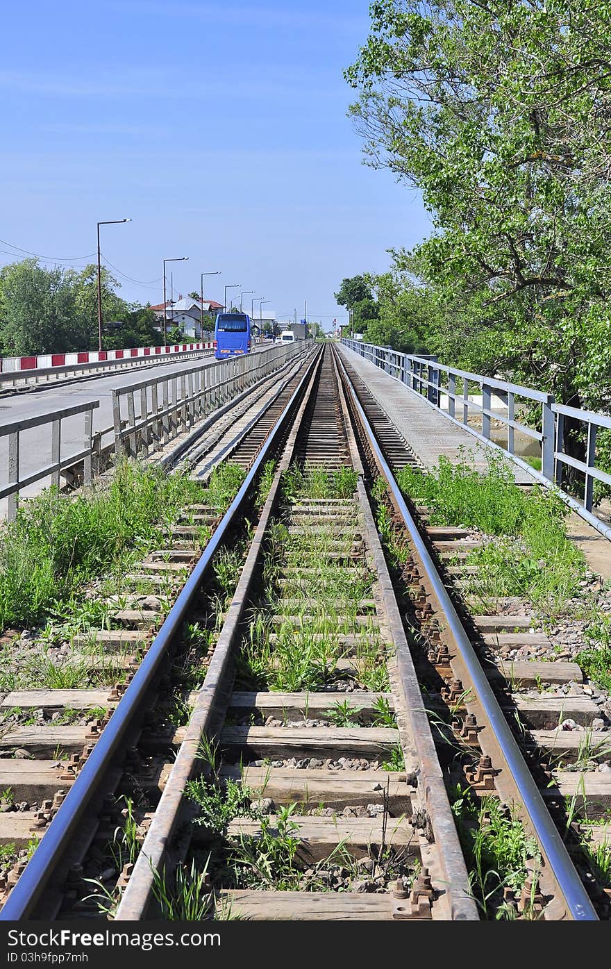 Railways on bridge