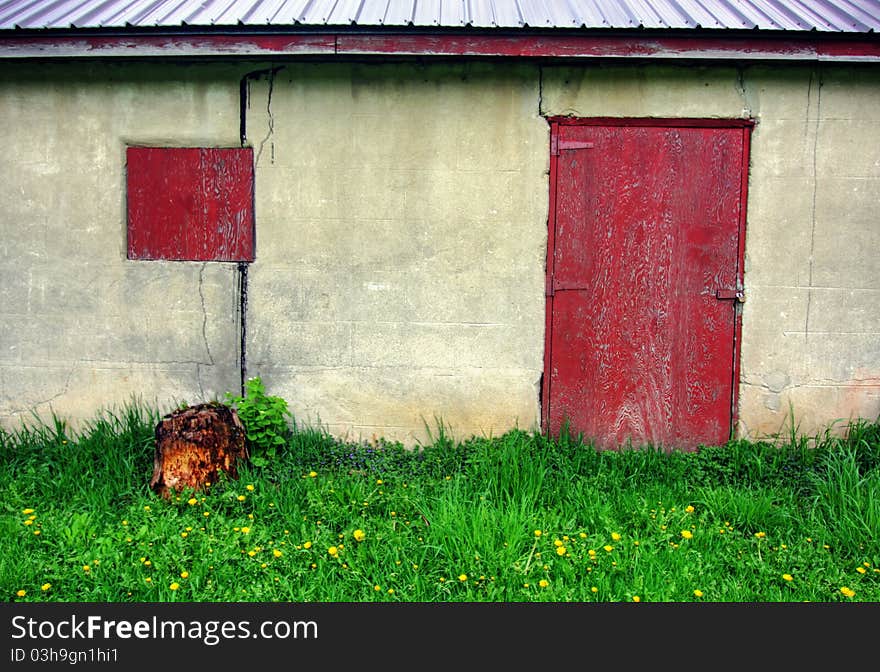 An old abandoned shed in a park