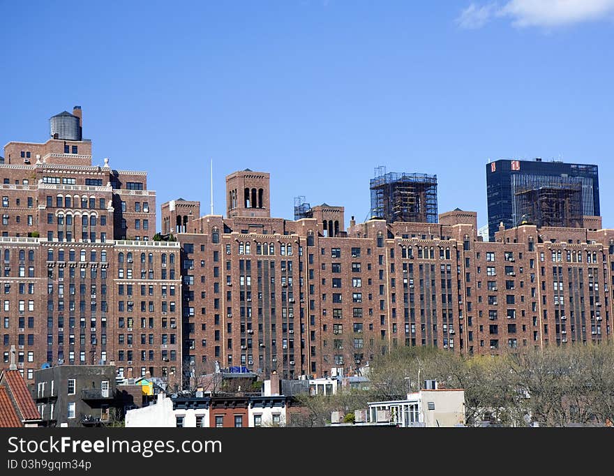 New York City city buildings and roofs next to the High Line. New York City city buildings and roofs next to the High Line