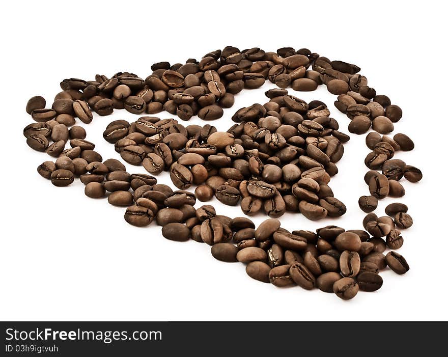 Heart of coffee beans