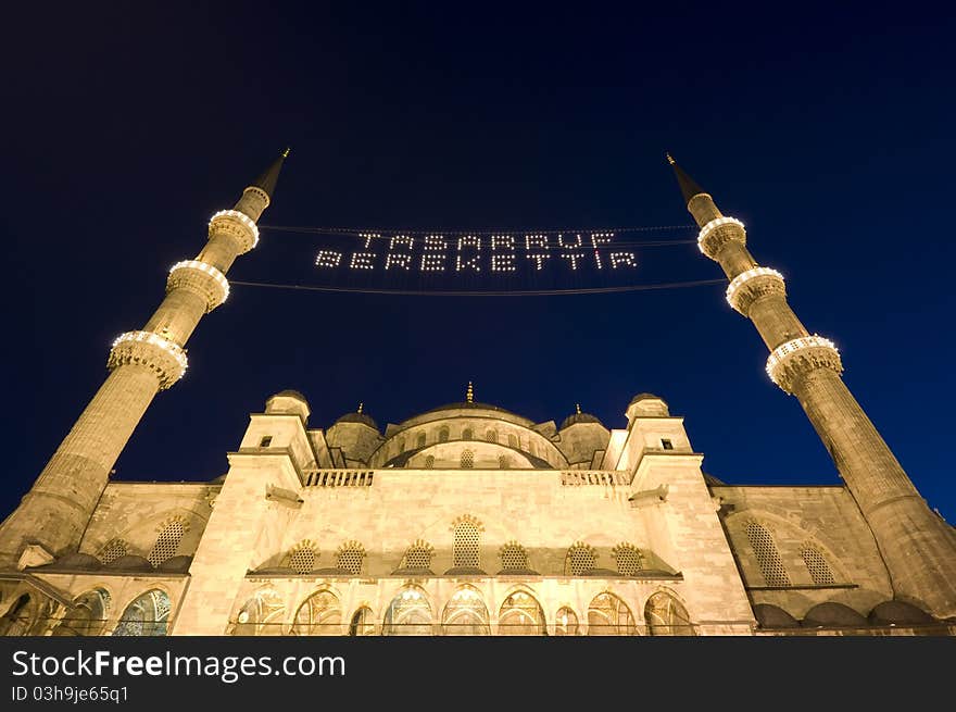 The night view of blue mosque, Istanbul-Turkey