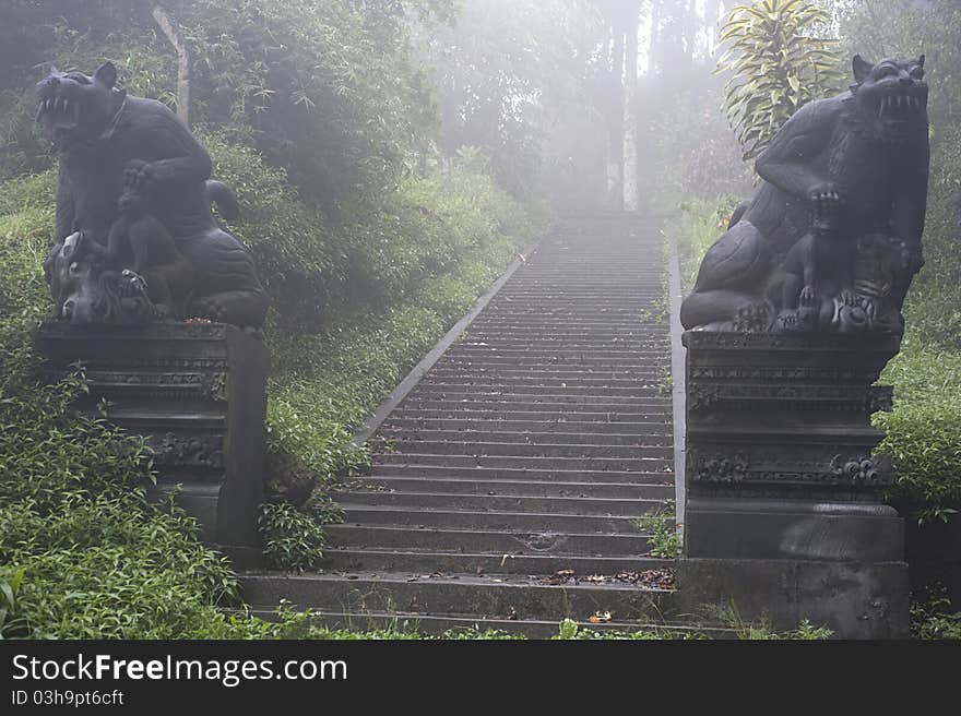 Ancient entrance to Balinese Temple. Bali island