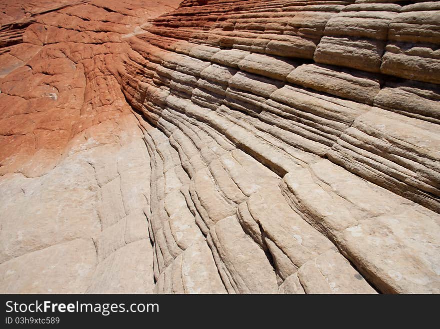 Abstract view of layers in Petrified Sand Dunes in Snow Canyon State Park in Utah