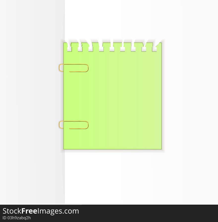 The empty sheets of paper fastened by a paper clip. Vector illustration