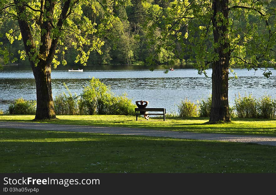 Relaxing Beside A Lake