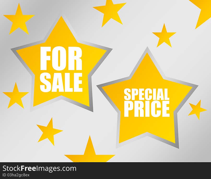 Yellow stars for sale and special price with silver edge over stars background