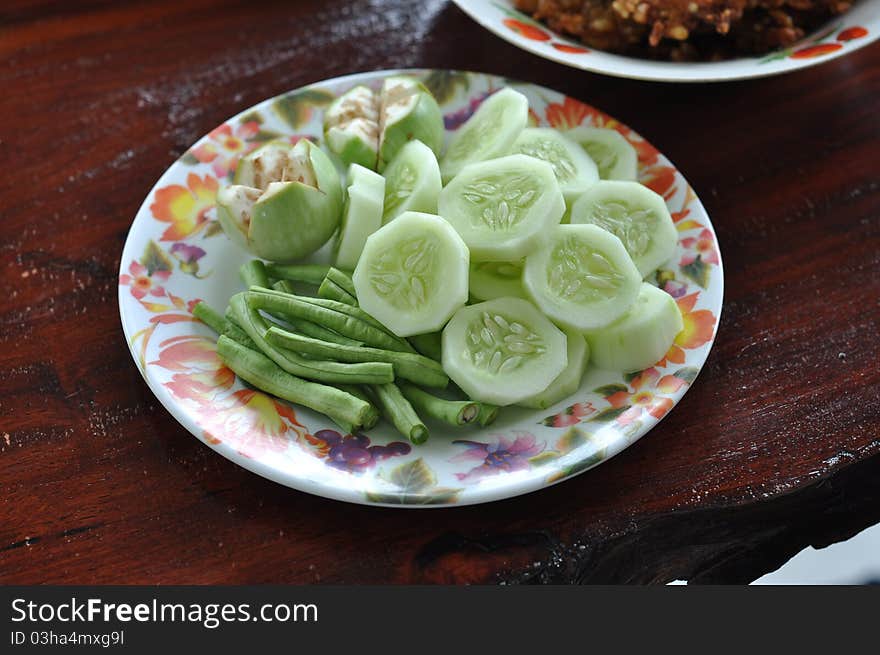 Cucumber Green Bean Eggplant Dish