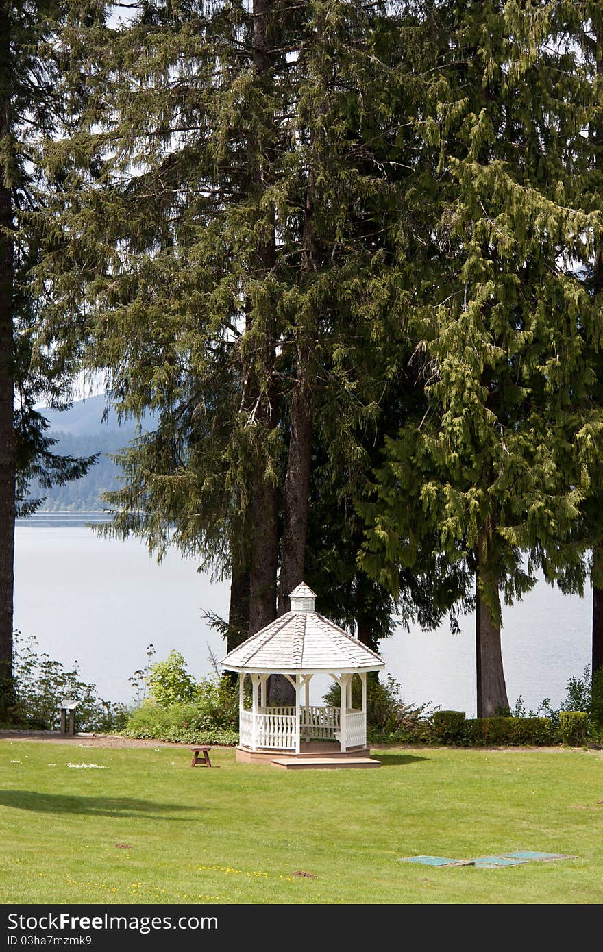 A white gazebo