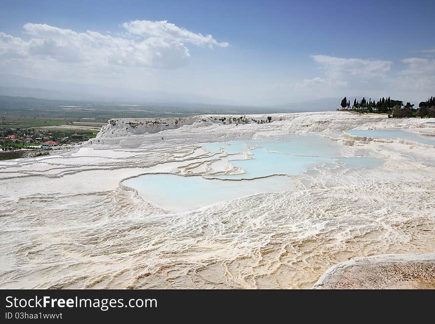 Pools made with calcium rich water in Pamukkale - Turkey