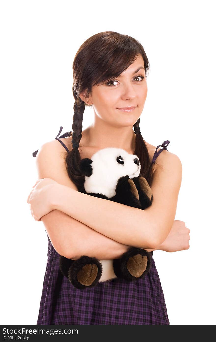 Portrait Of A Beautiful Young Woman With Toy