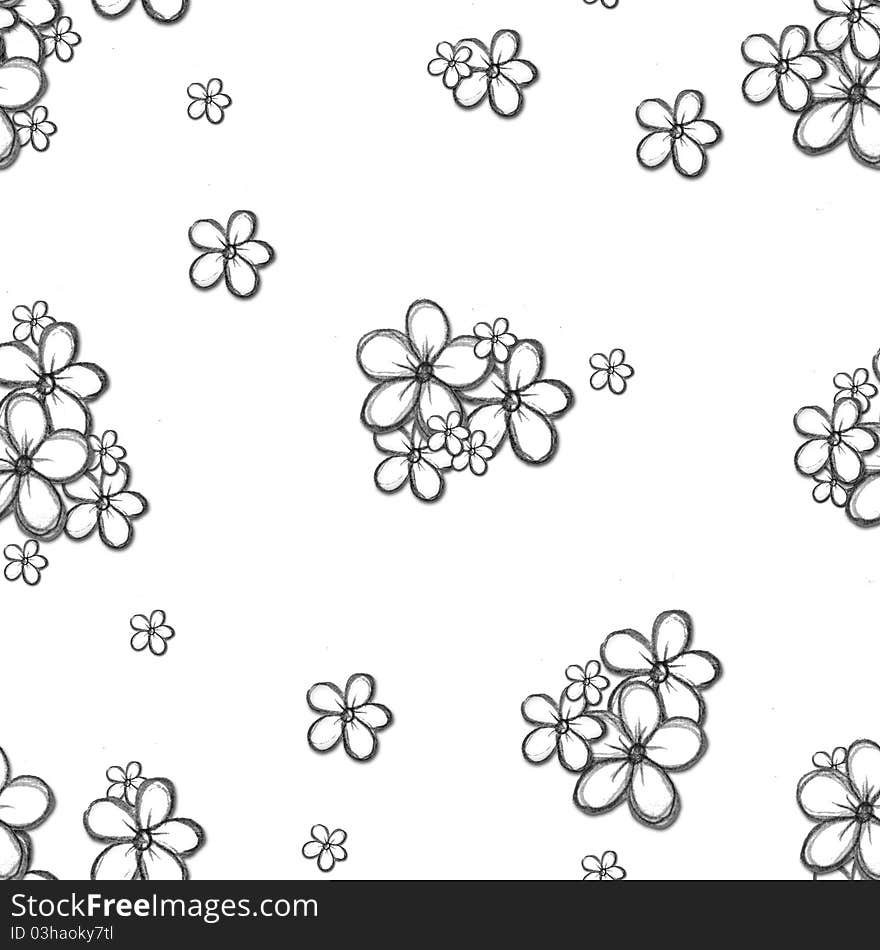 Pattern created from hand drawn flowers. Pattern created from hand drawn flowers