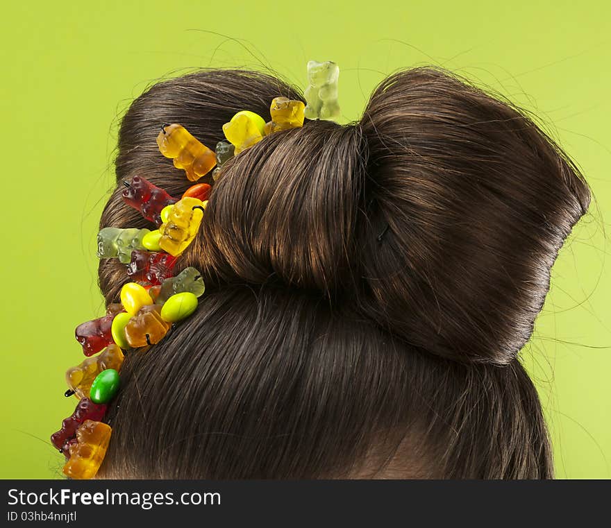 Beauty  hairstyle with candy