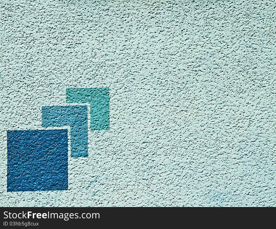 Aqua blue paint wall with pattern