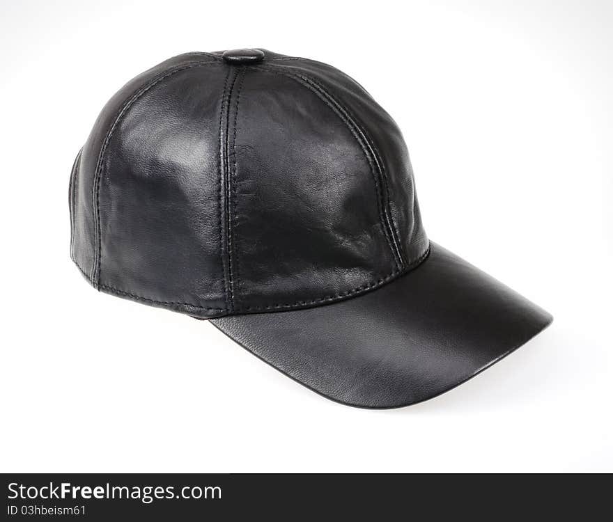 Black leather cap