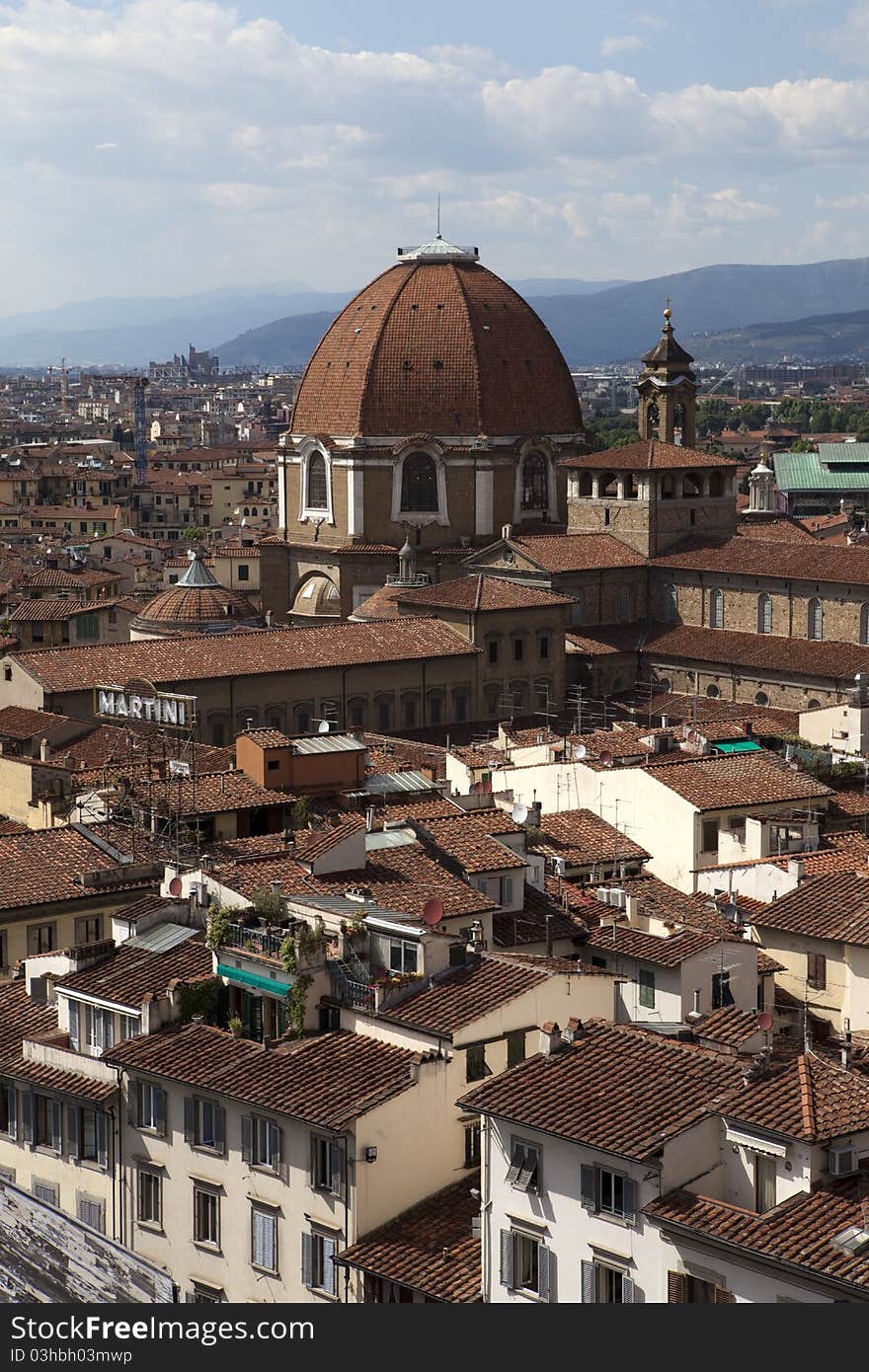 Florence, Italy skyline with church in background