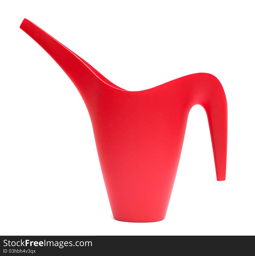 Red Watering Can- Tilted On White