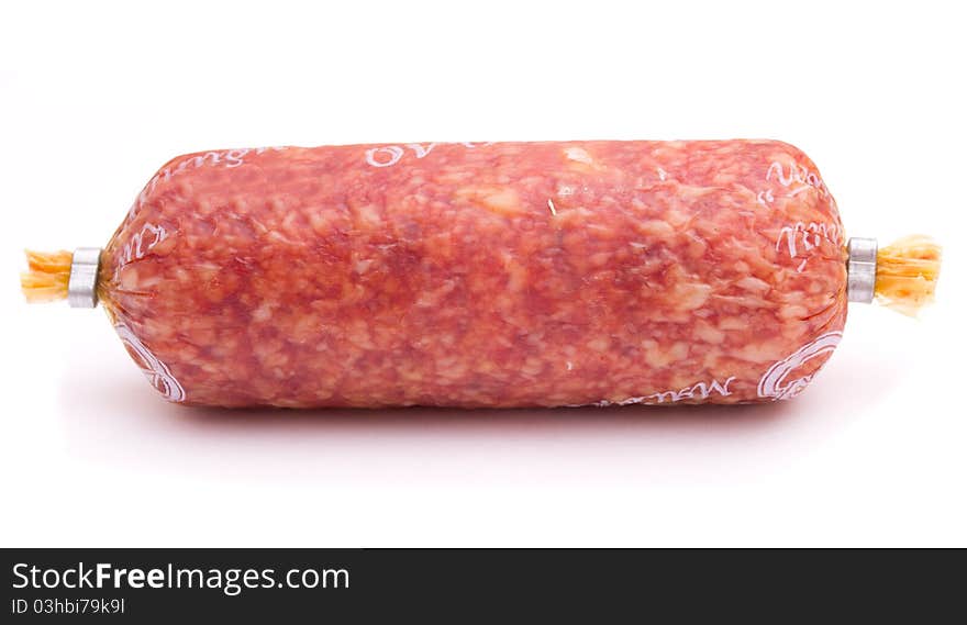 Salami isolated on a white background