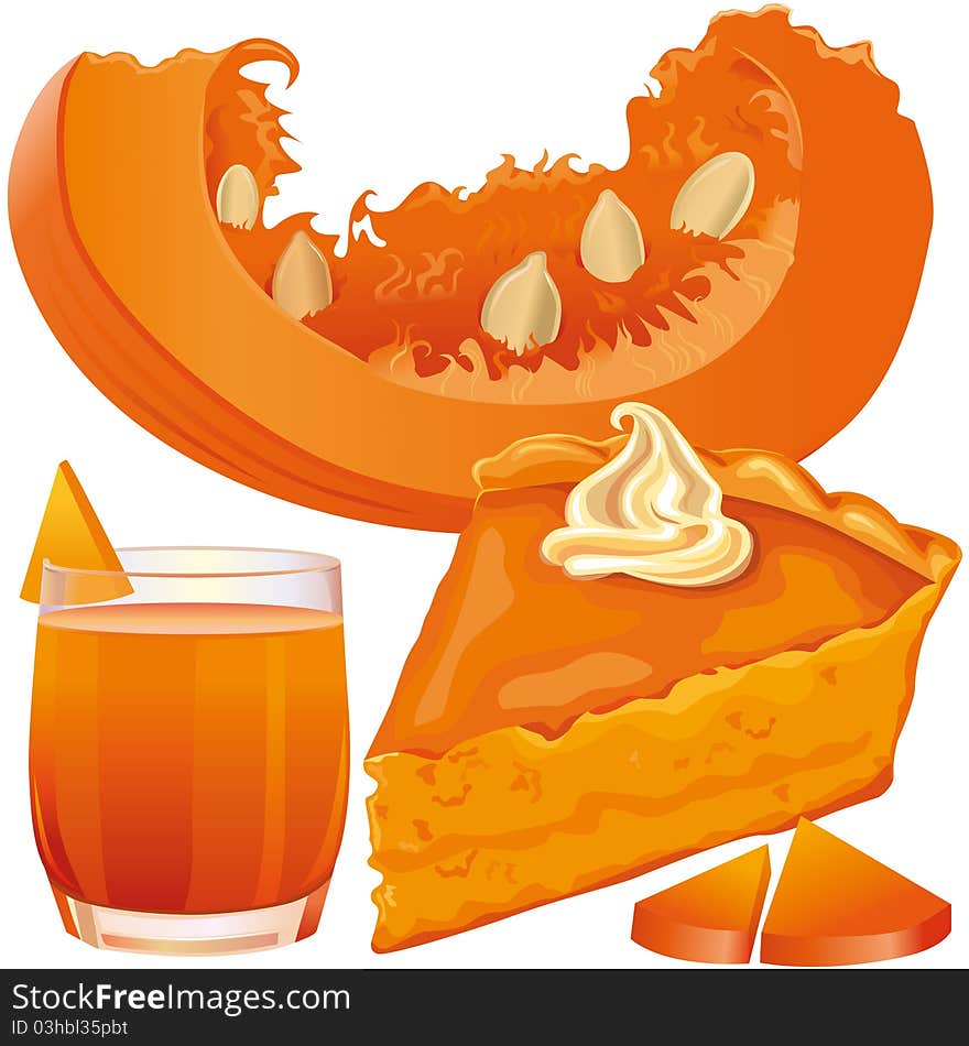 Pumpkin pie and juice