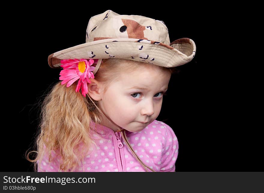 An amazing image of an adorable girl wearing a hat. An amazing image of an adorable girl wearing a hat.