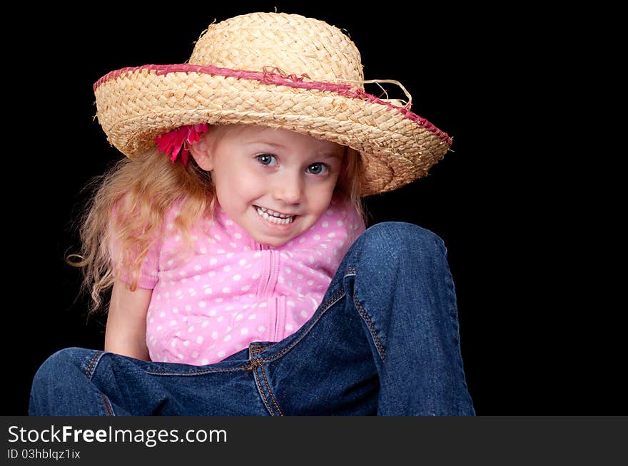 An amazing image of an adorable girl wearing a hat. An amazing image of an adorable girl wearing a hat.