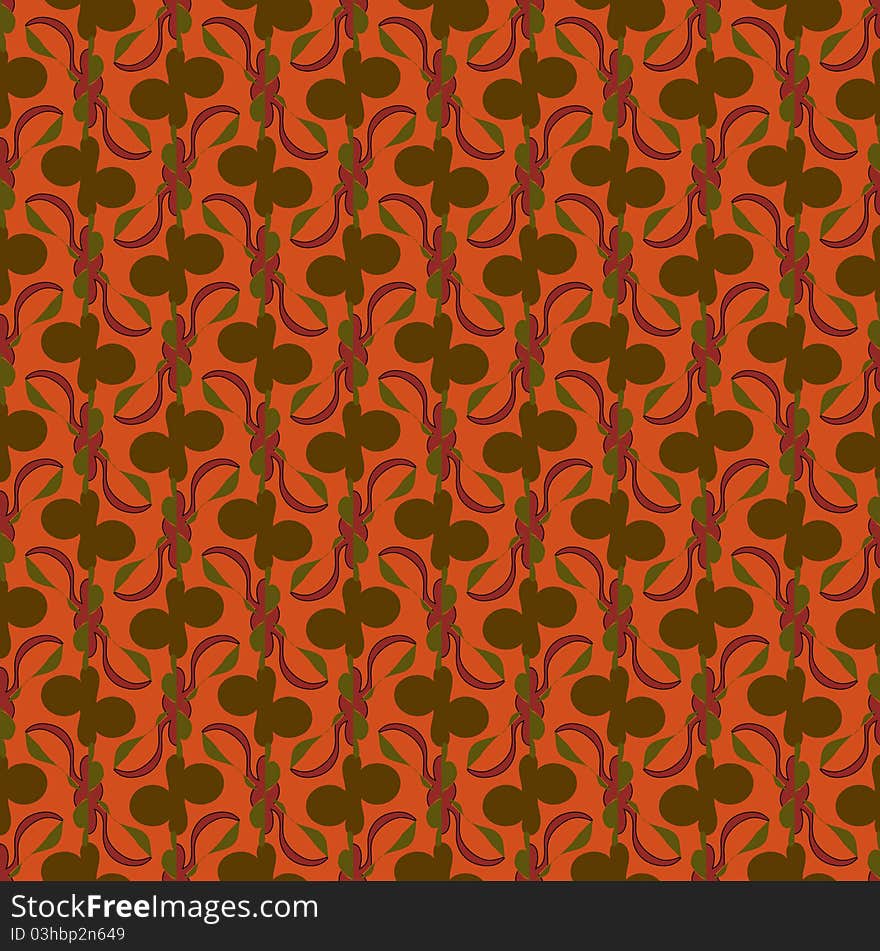 Seamless orange retro background with details