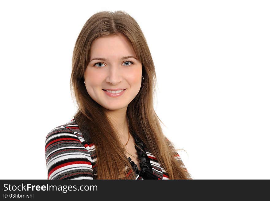 Portrait of the attractive woman on a white background. Portrait of the attractive woman on a white background