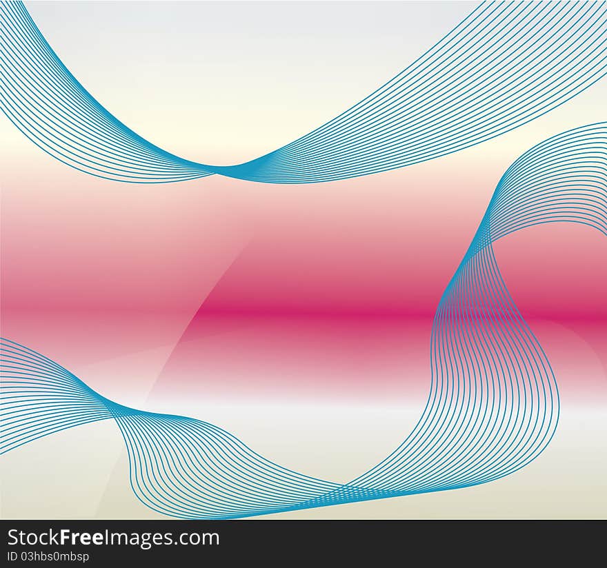 blue curve flow design in pink background. blue curve flow design in pink background.